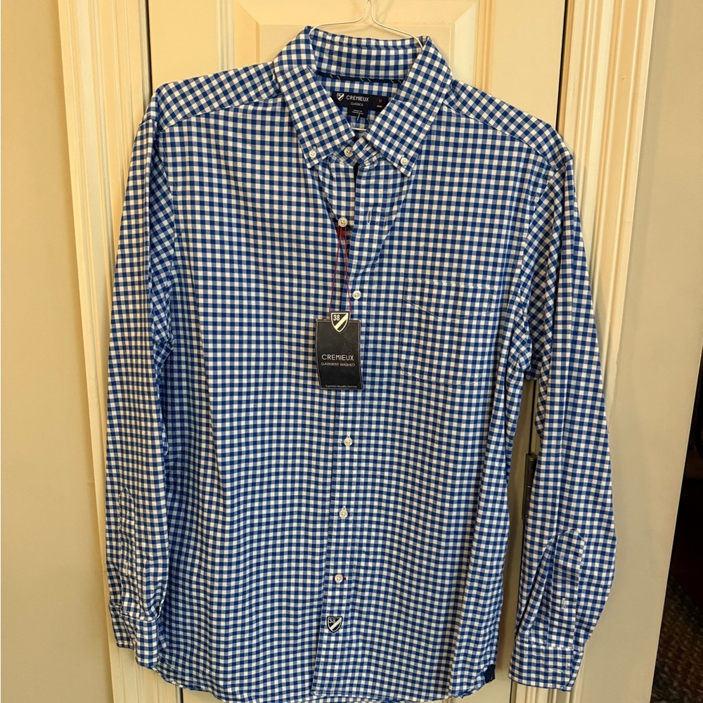 NWT Cremieux Men's Blue and White Checkered Shirt